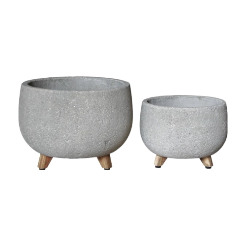 8981 - Schale mit Holzfüßen / 2-er Set