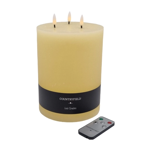 301 - Echtwachs Stumpenkerze LED mit Fernbedienung